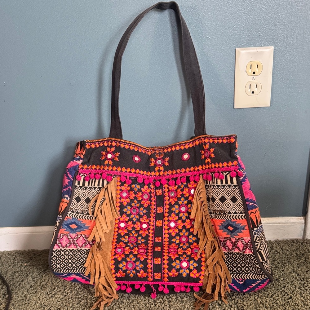 Anthropologie Multicolor Embroidered Tote